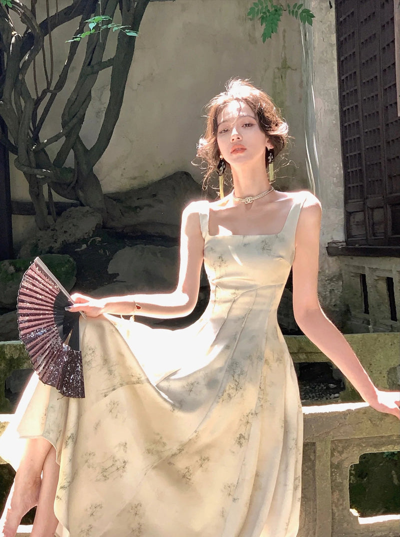 Satin Midi Dresses for Summer New Korean Vestido Wedding Evening Party Prom Clothes Female Robe