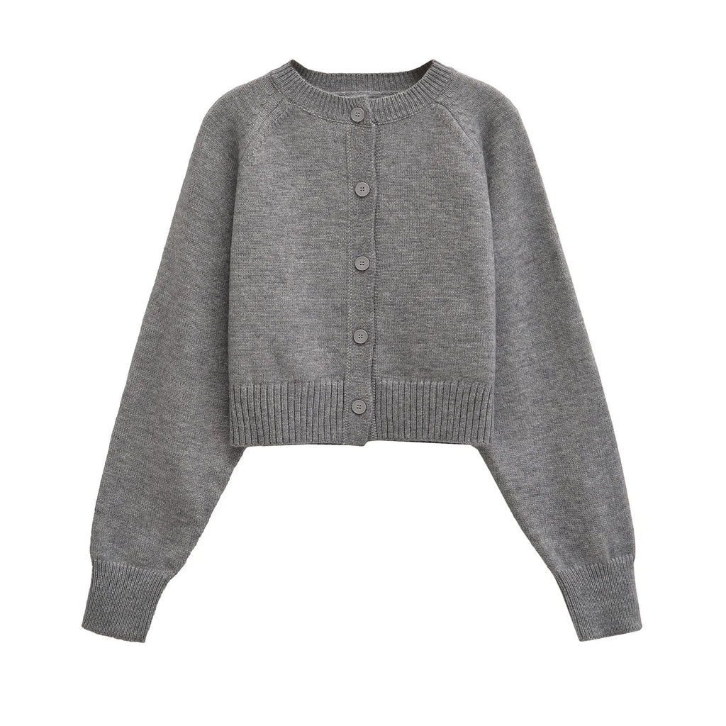 Cropped Cardigan Sweater Autumn Long Sleeve O Neck Single Breasted Jumpers New Knitted Outerwear