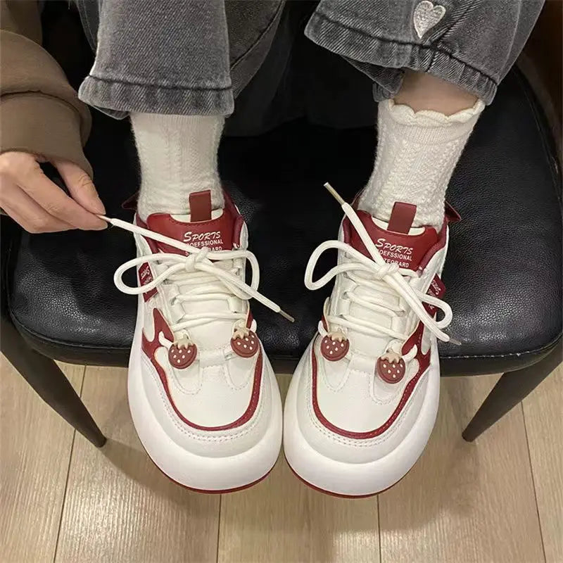 Strawberry Kawaii Shoes Sports Platform Sneakers Vulcanize Autumn Winter Flats Lolita Korean Tennis Female