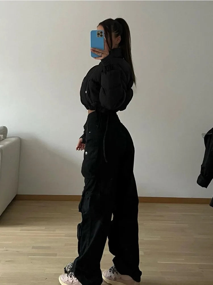 Multiple Pockets Cargo Pants for Loose High Waist Sweatpants Baggy Pant Woman Trousers