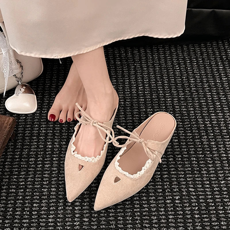 Designer Summer Pointed Toe Mules Slippers Dress Street Style Slip on Shoes