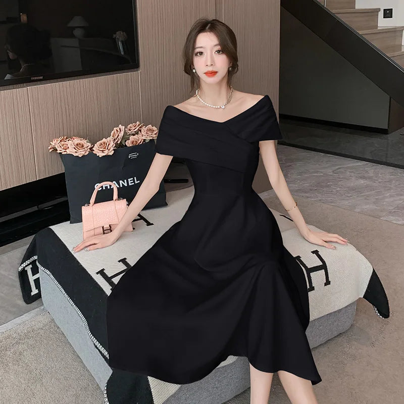 White Midi Dresses for Classy Summer Short Sleeve Vneck Blackless Long Dress Red Bodycon Party Evening Dress