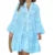 Beach Dress Embroidery Lace Eyelet Hollow Out 3/4 Sleeve Single Breasted Mini Dress Y2k Vacation Dresses
