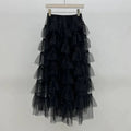High Street Pleated Loose Midlength Skirt Summer New Korean Color All Match Mesh Aline Skirt