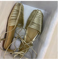 Woven Hollow Strap Sandals Roman Sandals Summer Flat Toe Comfortable Woven Sandals Holiday Party Shoes