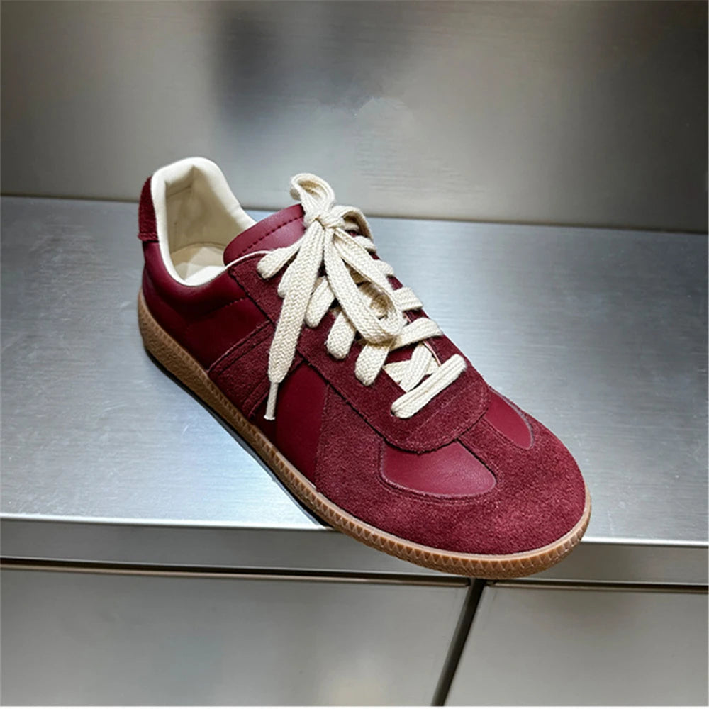 New Genuine Leather Sneakers Crosstied Comfort Flats Shoes Woman Sport Shoes Female Sneakers