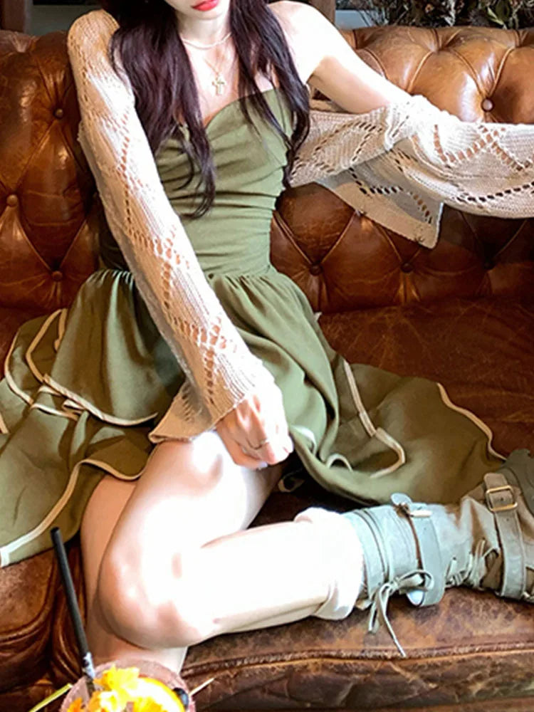 Korean Style Sweet for Dress New Spring Summer Temperament Dress Kawaii Princess Mini Dress