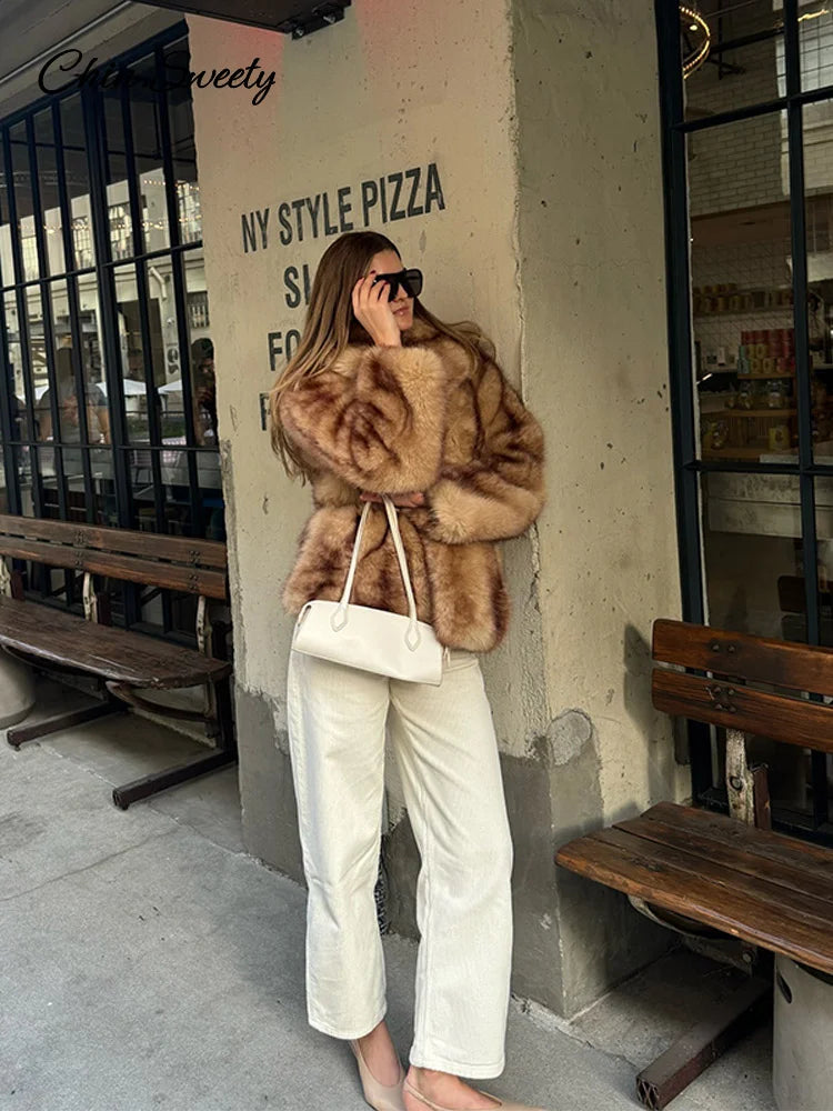Oversized Fluffy Faux Fur Coats for Winter Autumn Loose Lapel Cardigan Jacket High Street Warm Outwear New