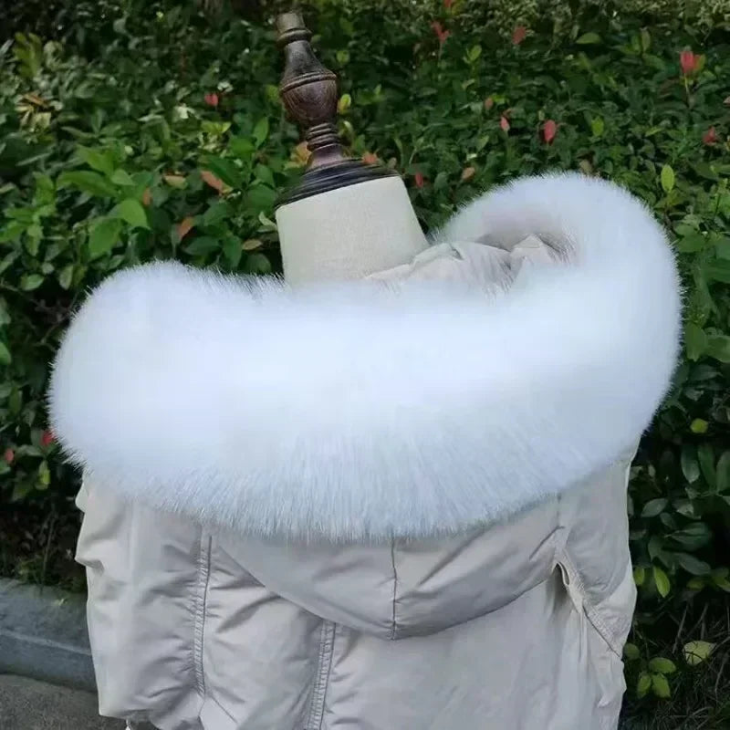 Soft Scarf Winter Faux Fox Fur Collar Furry Warm Thicken Parka Coat Hood Decor Fake Fur Shawl Scarves