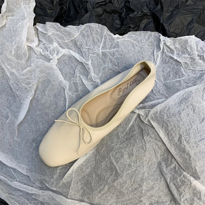 Spring Flats Ballerina Shoes Brand Square Toe Flat Ballet Shoe Female Slip on Loafers Zapato