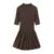 Pleated Mini Dress Brown O-neck Sleeveless a Line High Waist Party Dresses New Zipper Robes