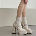 Platform Mary Jane High Heels Chunky Heeled Buckle Strap Color Lolita Shoes Female Sweet Cosplay Pumps