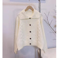 Japanese Lazy Lapel Cardigan Female Sueter Mujer New Age Reduction Sweet Sweater Coat Soft Waxy Knit Cardigan