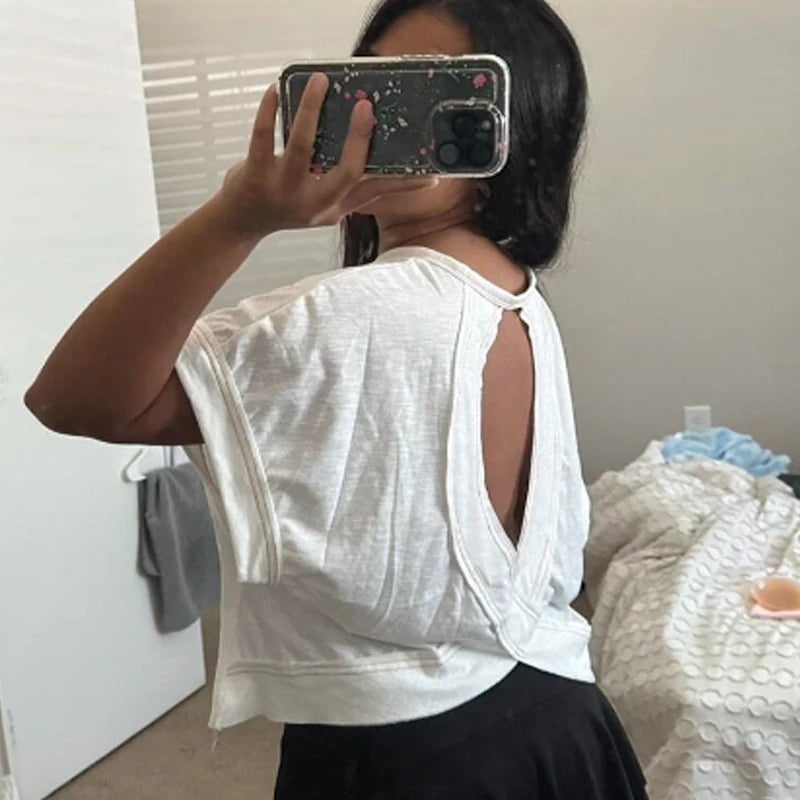 Europe and the United States Foreign Trade ’s New ’s Back Sports Yoga T-shirt Relaxed Breathable