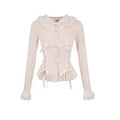 Soft Sweater Cardigan New Autumn Bow Pearl Single Breasted Oneck Sweater Sweet Coat