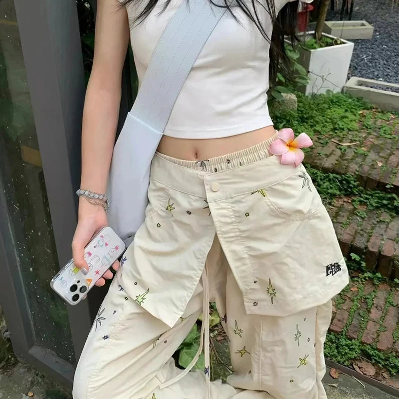 Y2k Baggy Cargo Pants American High Waist Trousers Korean Harajuku Wide Leg Pants New