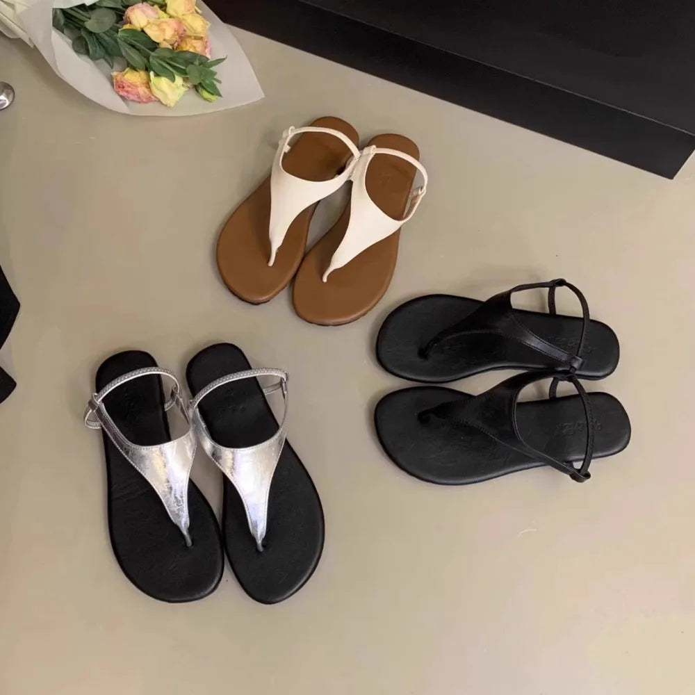 Summer Clip Toe Gladiator Sandals Beach Vacation Shoes Dress Flats Sandalias