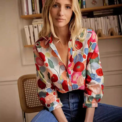 Simple Cartoon Print Blouse