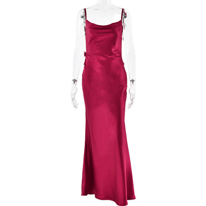 Backless 3drose Tassel Maxi Long Dresses for Sleeveless High Waist Bodycon Dress Lady Party Robe