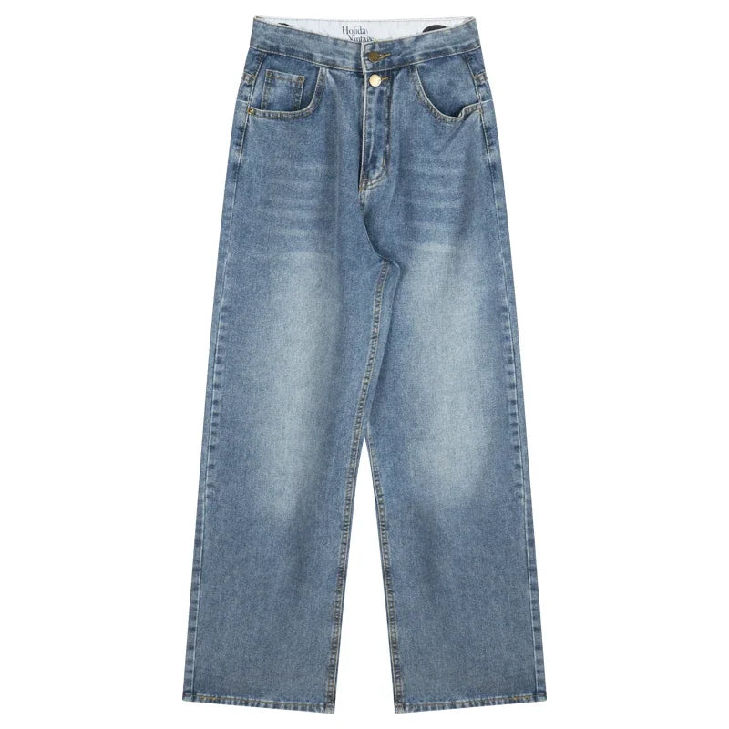Distressed Patchwork Loose Jeans Summer New Low Waist Letter Printed Denim Wide Leg Pants
