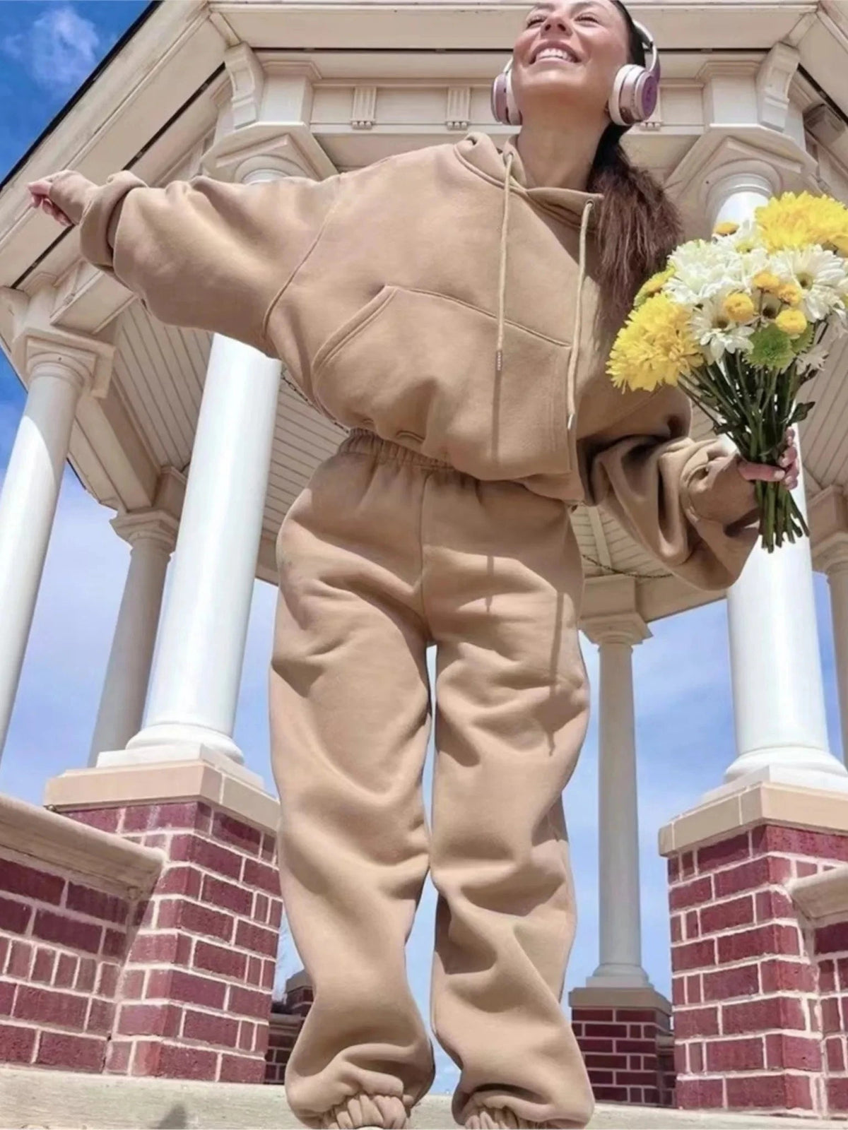 New Hoodies Suit Winter Spring Tracksuit Two Pieces Set Sports Pullover Sweatpants Sweatshirt Mujer