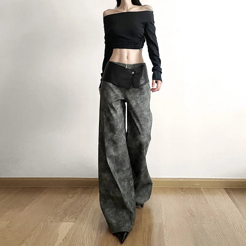 Classic Allmatch Cool Youth Vitality Patchwork Genderfree Wide Leg Pants Trousers