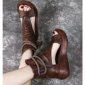 New Roman Shoes Summer Leisure High Top Elevated Slope Heel Cool Boots Soft Leather Thick Sole Fish Mouthsandals
