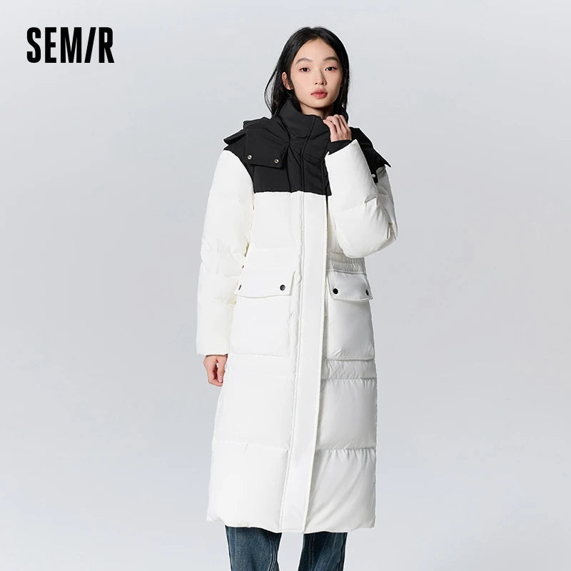 Down Jacket Long Hooded Outdoor Winter New Letter Three-proof Thick Coat Heat Storage