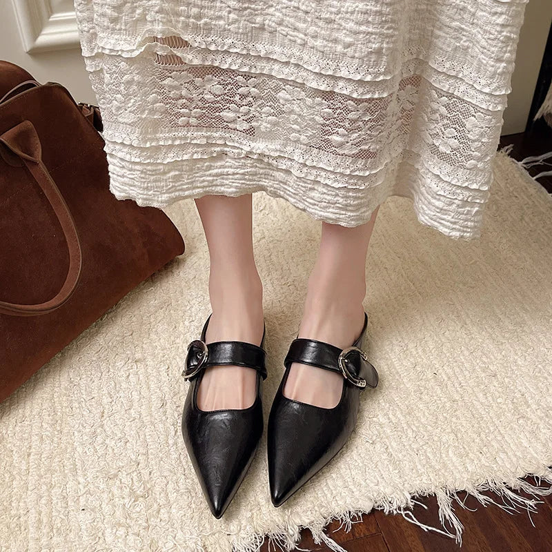 New French Style Low Heel Square Mary Jane Shoes Shoes Slippers Retro Fashionable Small Leather Shoes