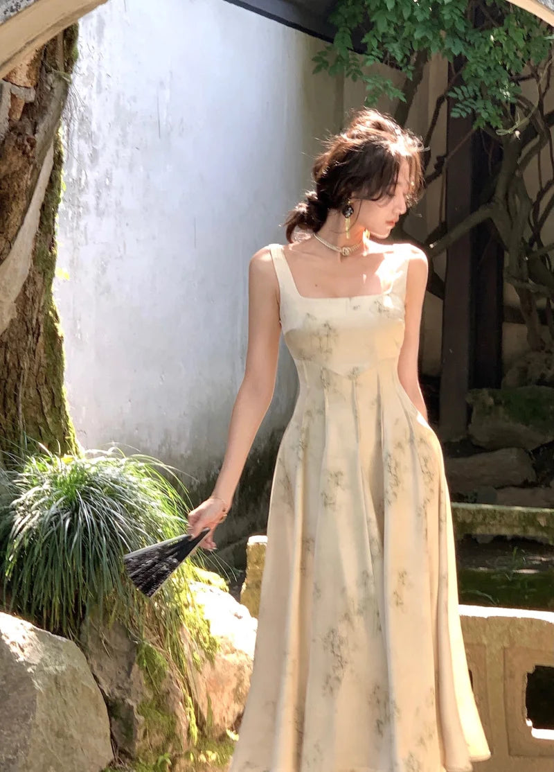 Satin Midi Dresses for Summer New Korean Vestido Wedding Evening Party Prom Clothes Female Robe