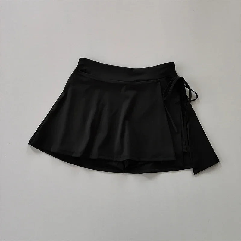 Summer ’s Skirts Mini Elastic Pleated Sun Skirts for School Girl Uniform Korean Black High Waist Tennis Skirts