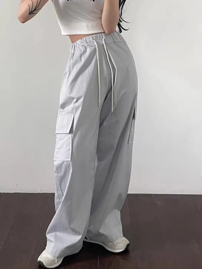Korean Spring New French Age Reduced Elastic Waist Drawstring Large Pocket Versatile Loose Pants