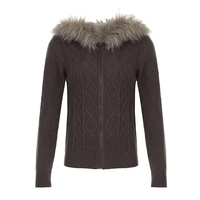 Hooded Knitted Autumn Winter New Sweater Cardigan Long Sleeve Retro Causal Style Korean Sweater Coat