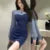 Patchwork Mini Dresses Long Sleeve Bodycon Lace-up Hollow Out Y2k Club Party Dress Korean Autumn New Vestidos