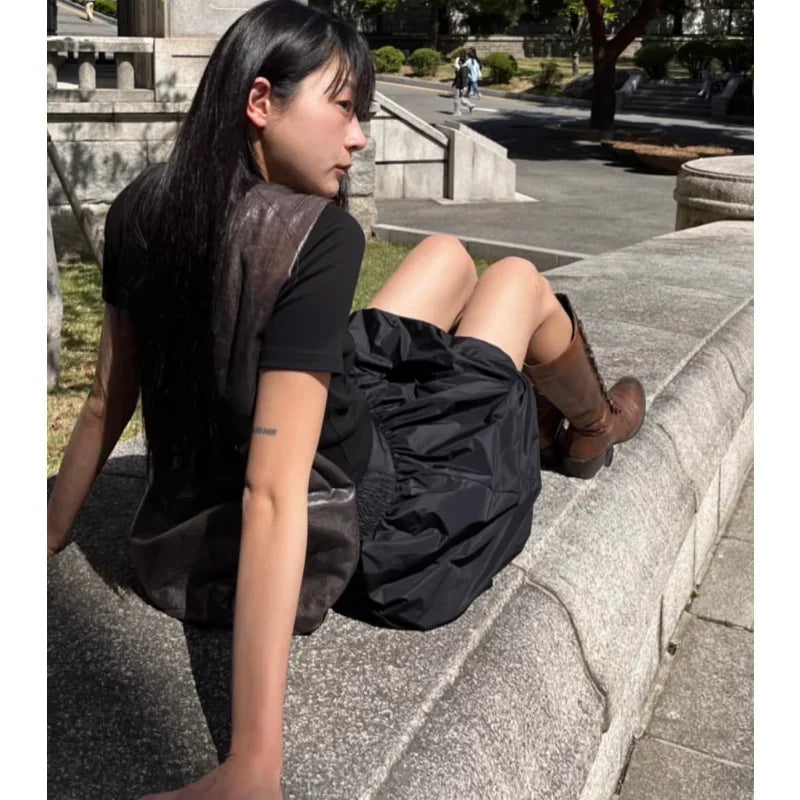Summer Korean Retro High Street Low Waist Mini Skirt Sport Skirt