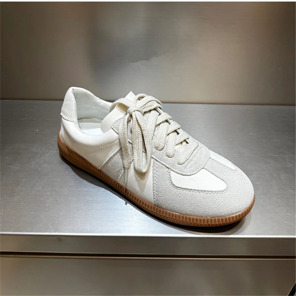 New Genuine Leather Sneakers Crosstied Comfort Flats Shoes Woman Sport Shoes Female Sneakers