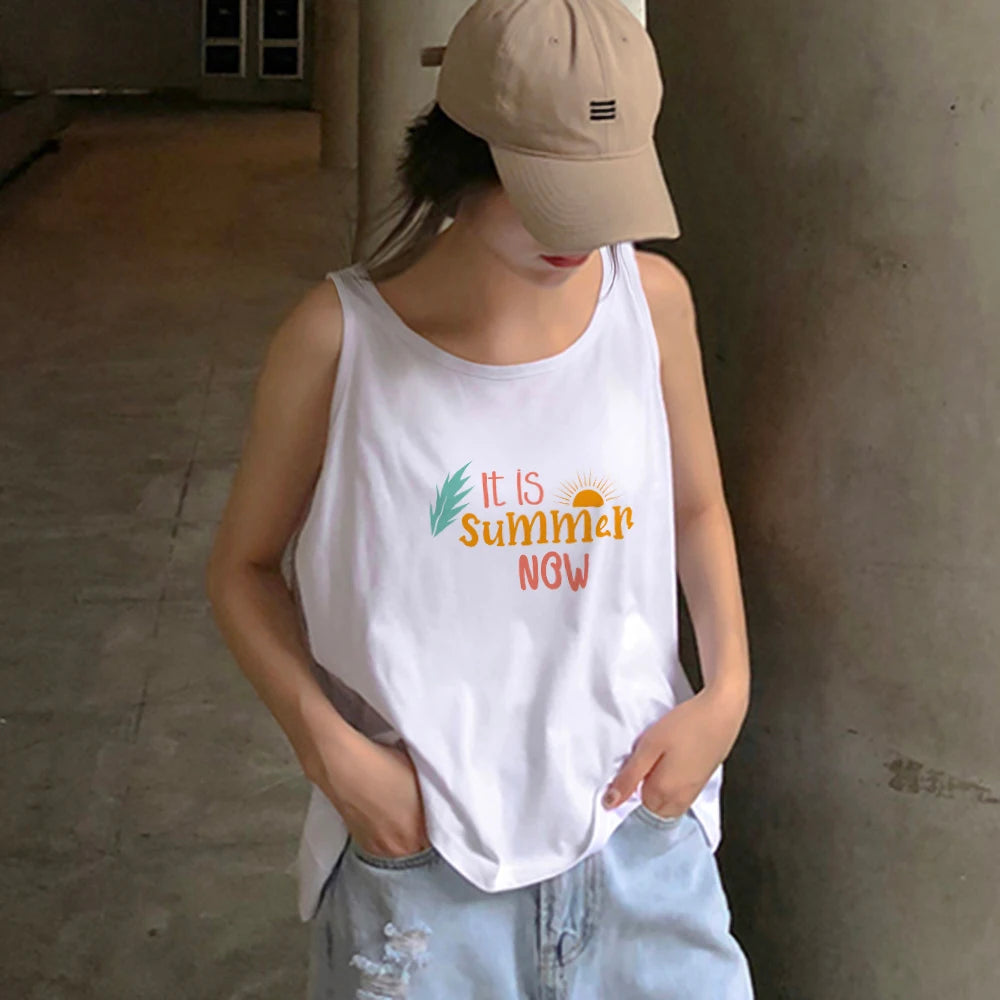 Europe and the United States Street New Print Season Art Text Short Sleeve Y2k ’s T-shirt Vest Halter
