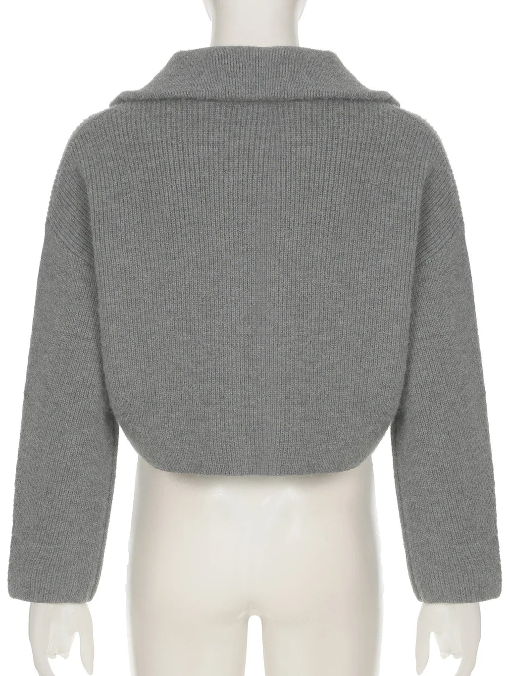 Zipper Knitted Cardigans Slim Turn-down Collar Long Sleeve Sweater Coats Autumn Winter