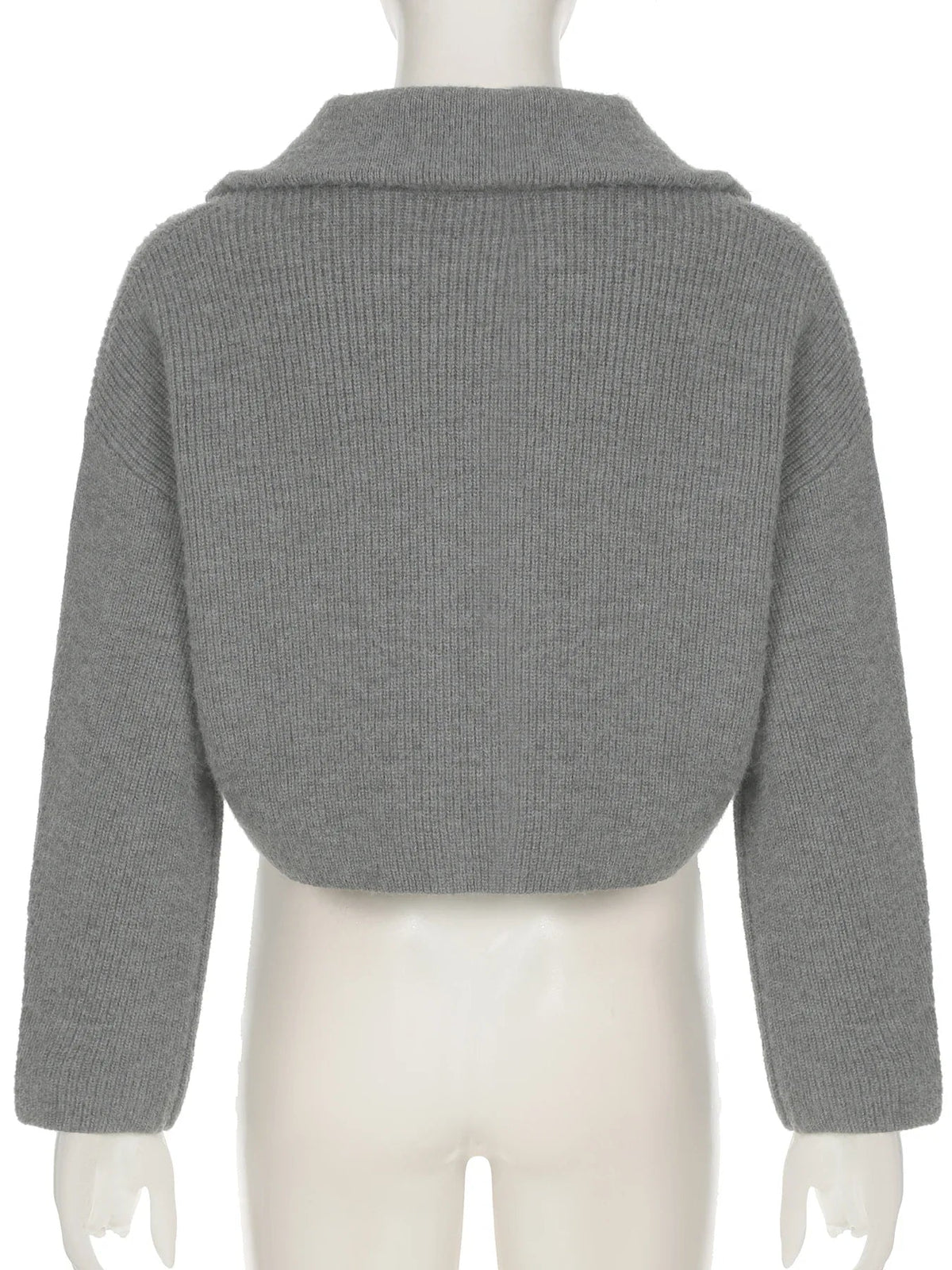 Zipper Knitted Cardigans Slim Turn-down Collar Long Sleeve Sweater Coats Autumn Winter