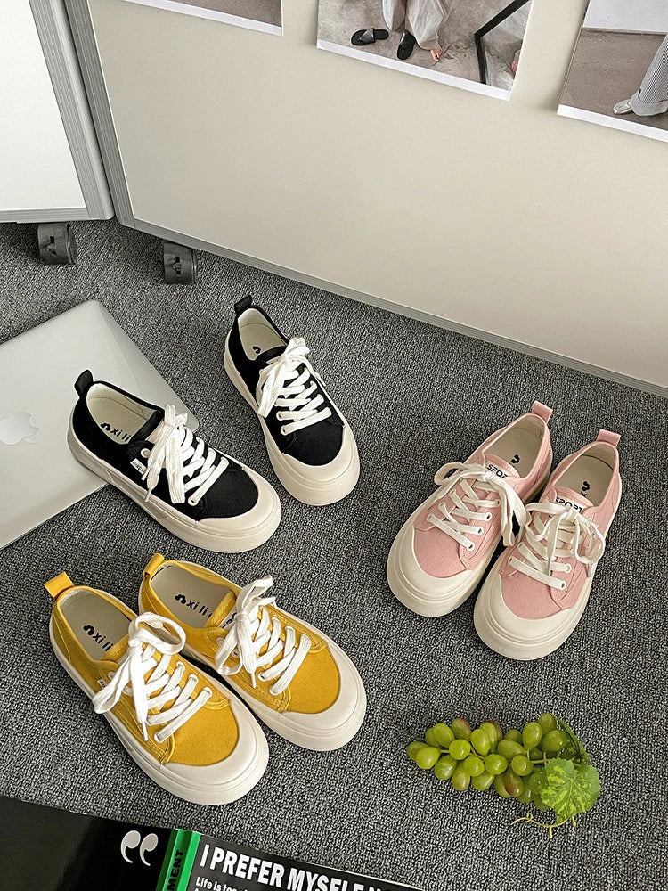 Shoes Platform Female Sneakers Black Flats Soft Clogs New Espadrille Retro Summer Fabric Leisure Canvas Flat Blac