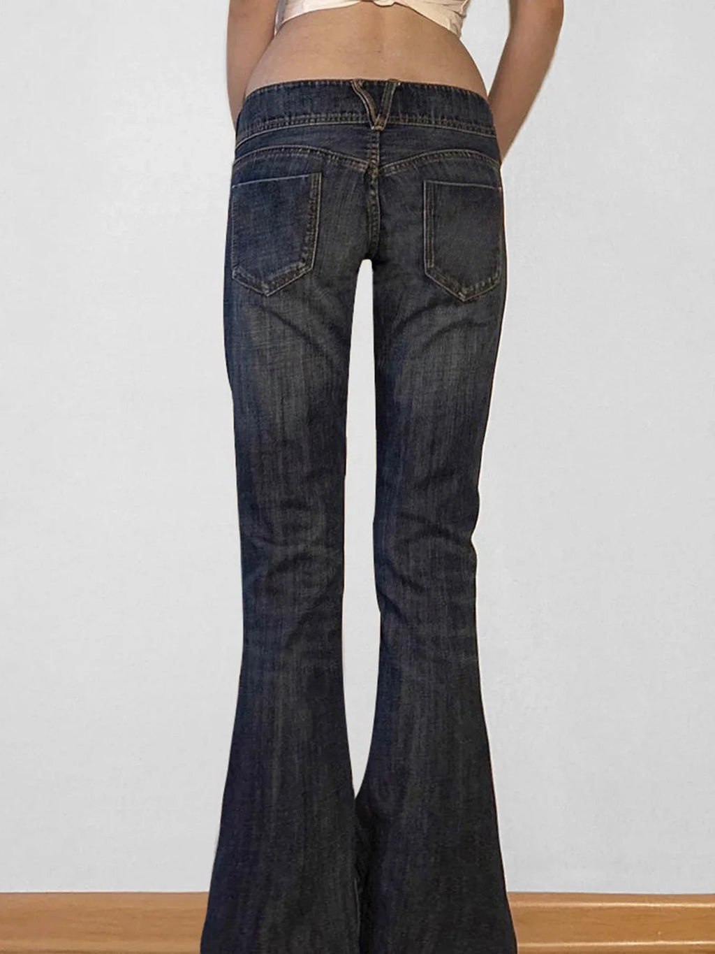 Y2k Flared Jeans Retro Button-up Low Rise Denim Pants Harajuku 2000s Trousers Basic Aesthetic Mom Jeans