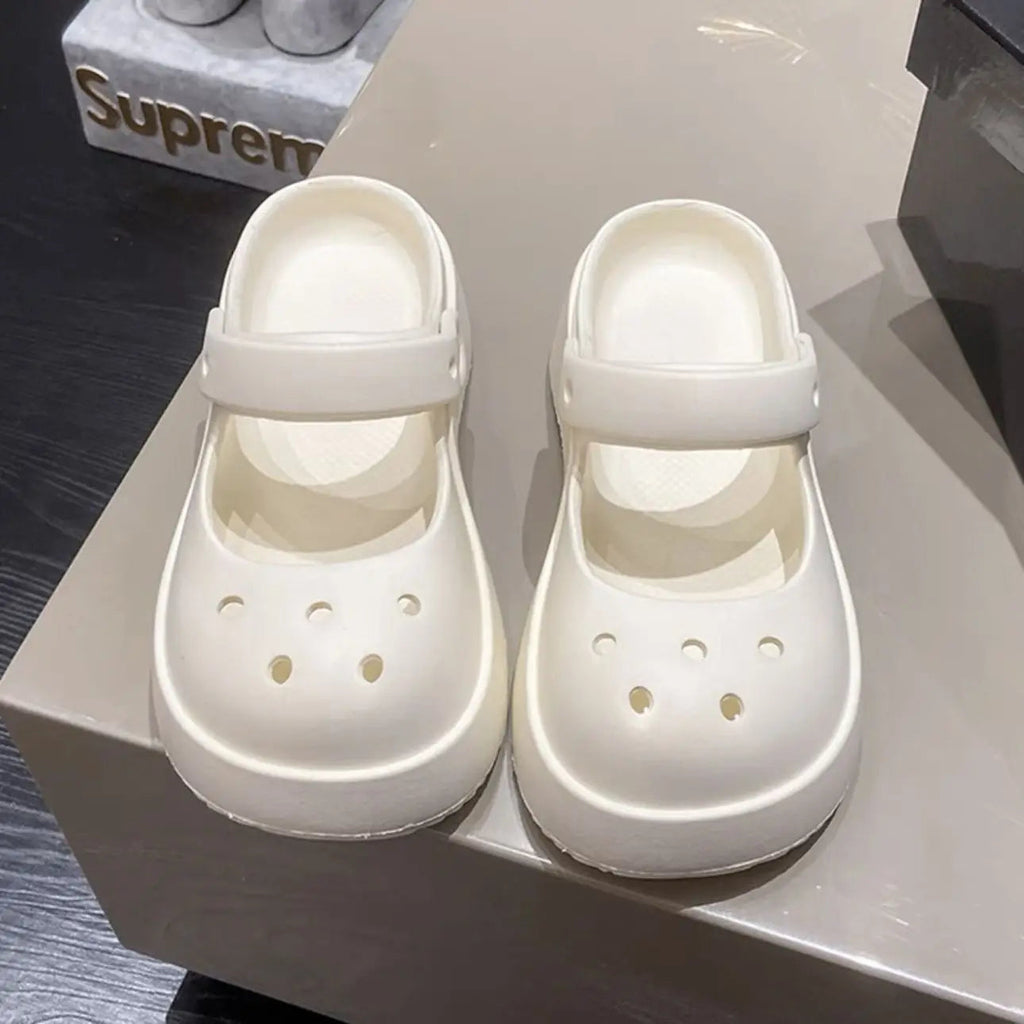 Platform Kawaii Slides Shoes White Summer Slippers and Sandals on Beach Thick Normal Top Designs Vip 39