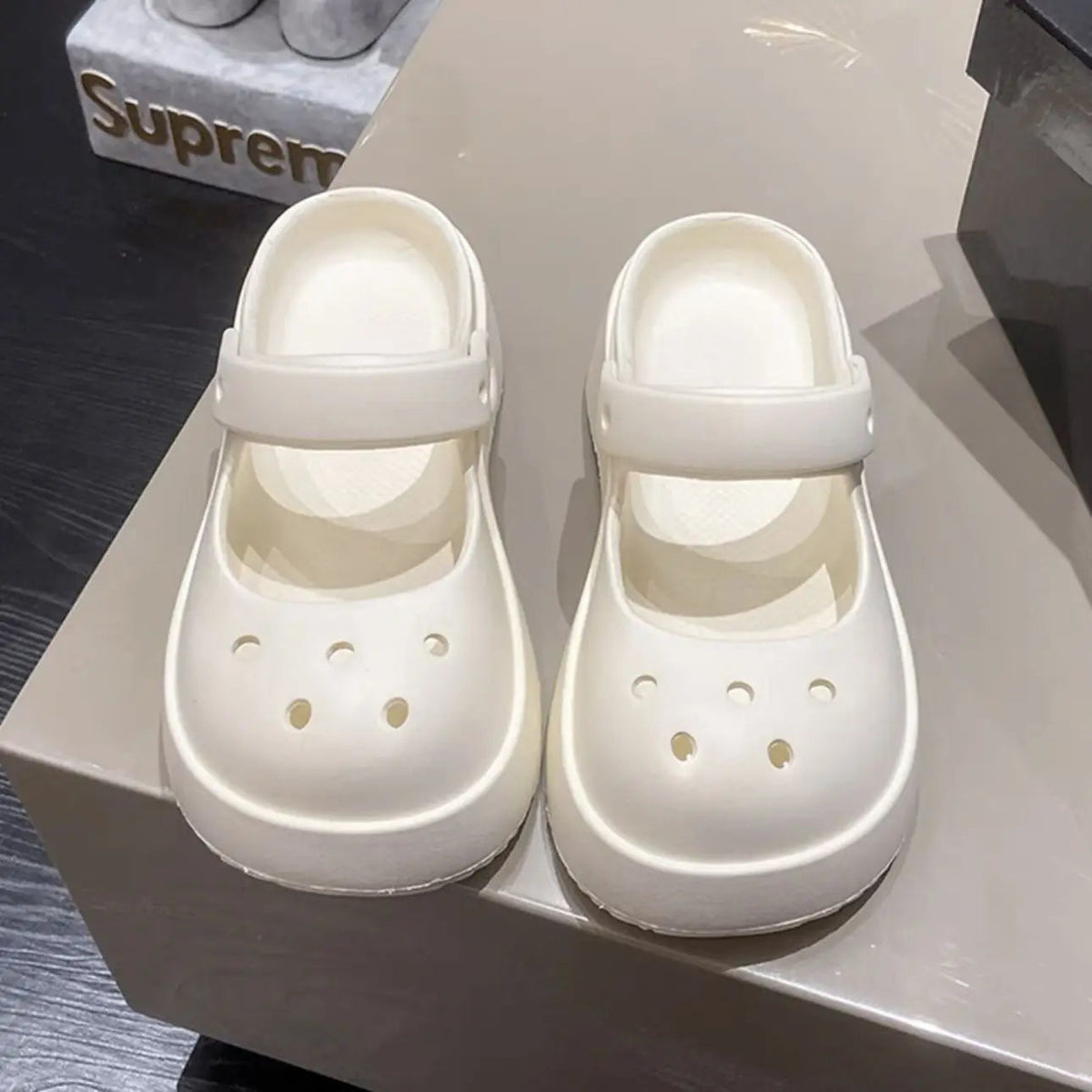 Platform Kawaii Slides Shoes White Summer Slippers and Sandals on Beach Thick Normal Top Designs Vip 39