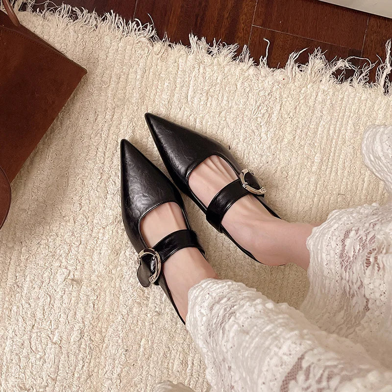 New French Style Low Heel Square Mary Jane Shoes Shoes Slippers Retro Fashionable Small Leather Shoes
