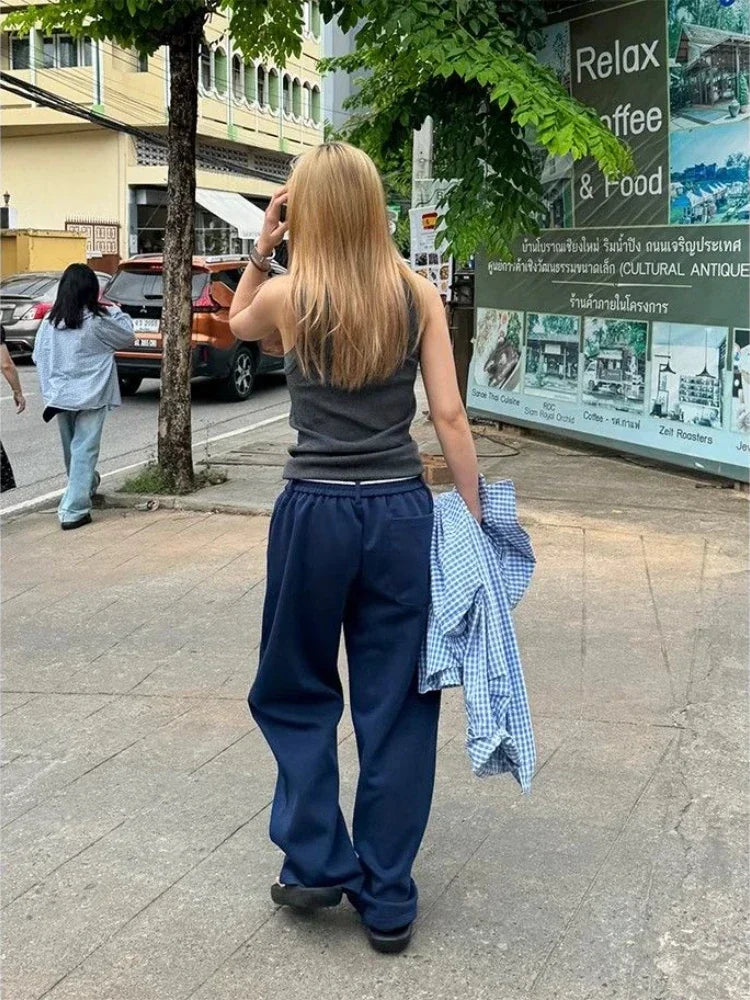 Y2k Kpop Oversized Sweatpants Wdie Leg Trousers With Belt Gyaru Korean Baggy Joggers