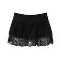 White Lace Hook Flower Ultra Short Mini Skirt for Summer Sweet Girl Anti Glare Low Waist Slimming Aline Short White Skirt
