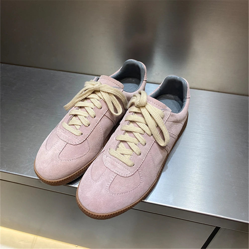 New Genuine Leather Sneakers Crosstied Comfort Flats Shoes Woman Sport Shoes Female Sneakers