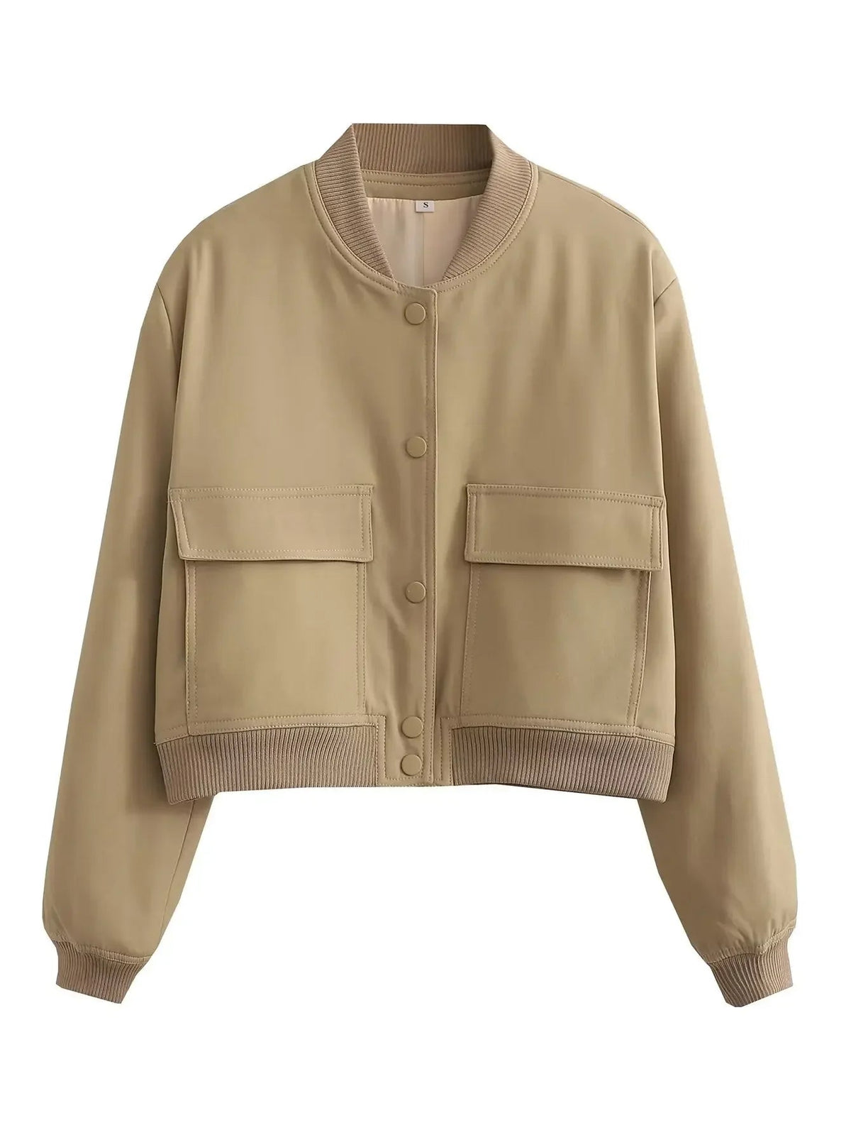 Basic Stand Collar Jacket Long Sleeve Cardigan Button Up Cropped Coat Baseball Outerwear Autumn Winter Clothes
