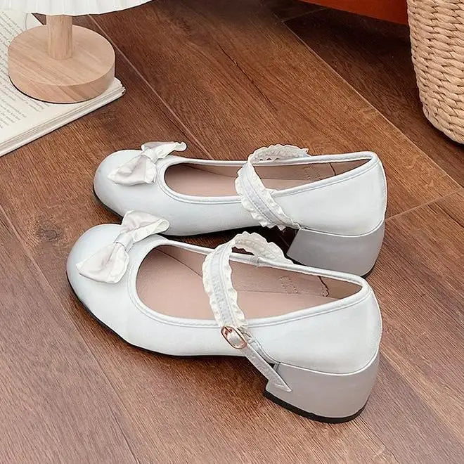 New Spring Autumn Mary Jane Shoes Shallow Round Toe Mid Heel Shoes Outdoor Single Pumps Shoes
