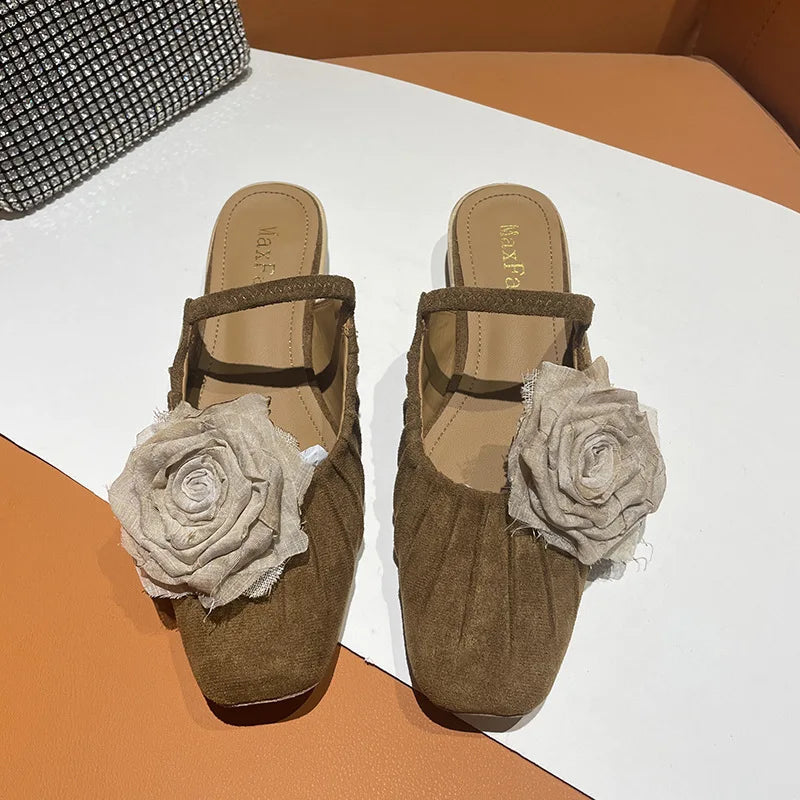 New Summer Half Slipper Mary Jane Shoes Mules Shoes Low Heel Sandal Outdoor Slipper